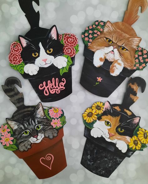 Painted Mailboxes, Painted Cat, Cat Paintings, Cat Christmas Tree, Cat Faces, Hand Painted Cat, Custom Cat Portrait, Wall Art Flower, Cat Flowers