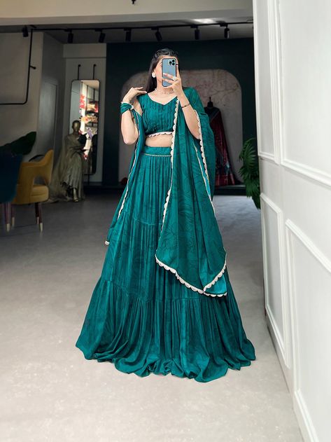 Casual Lehenga, Teal Blue Lehenga, Blue Lehenga Choli, Chaniya Choli Wedding, Lehenga Choli For Women, Choli For Women, Printed Lehenga, Sabyasachi Lehenga, Georgette Lehenga