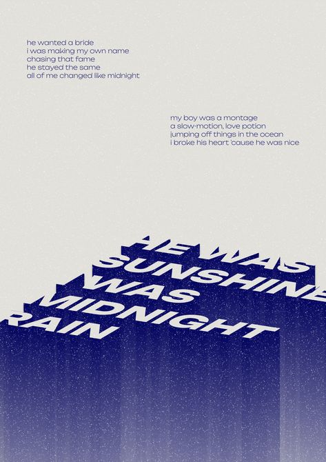 Midnight Rain Taylor Swift Poster, Graphic Design Taylor Swift, Lyrics Typography Design, Poster Song Lyrics, Midnights Posters Taylor Swift, Midnight Rain Taylor Swift Wallpaper, He Was Sunshine I Was Midnight Rain, Midnight Rain Poster, Lyrics Poster Design