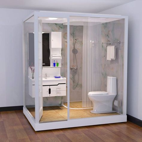 Portable Bathroom Ideas, Modular Bathroom Design, Mini Bathroom Design, Prefab Bathroom, Micro Bathroom, Mini Bathroom Ideas, Modular Bathroom, Small House Blueprints, Bathroom Unit