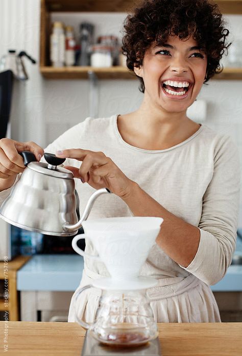 Beautiful barista brewing a specialty drip coffee. by W2 Photography for Stocksy United Coffee And People, Coffee Bar Photoshoot, Lifestyle Coffee Photography, Coffeshop Photography, Barista Photoshoot, Coffee Lifestyle Photography, Barista Photography, Coffee Shoot, Coffee Portrait