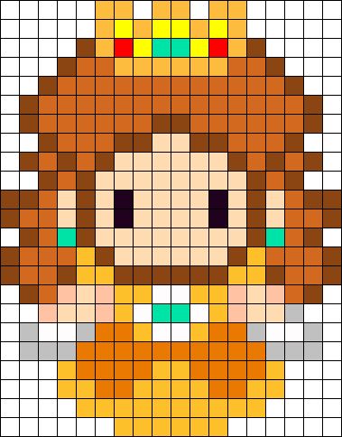 Princess Daisy Sprite Perler Bead Pattern / Bead Sprite Image Pixel Art, Perler Bead Mario, Kandi Cuffs, Baby Daisy, Easy Perler Beads Ideas, Princess Daisy, Easy Pixel Art, Fuse Bead Patterns, Perler Art