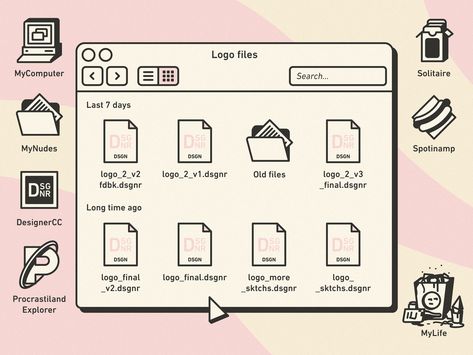 Retro Computer Illustration, Desktop Design Ideas, Desktop Graphic Design, File Aesthetic, Desktop Illustration, Desktop Poster, Form Design Web, Note Illustration, Files Icon