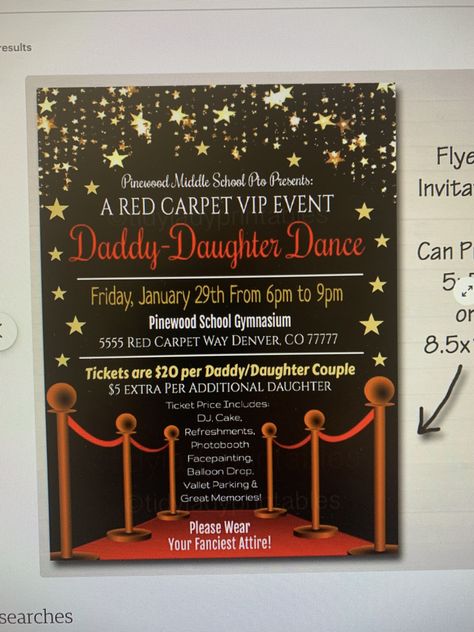 Vip Red Carpet, Sweetheart Dance, Dance Flyer, Church Community, Balloon Drop, Dance Themes, Flyer Size, Hollywood Red Carpet, Mother Son Dance