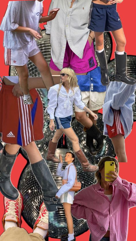 Adidas shorts outfit with boots Shorts Outfit With Boots, Adidas Shorts Outfit, Shorts Outfit, Adidas Shorts, Adidas, Collage, Boots