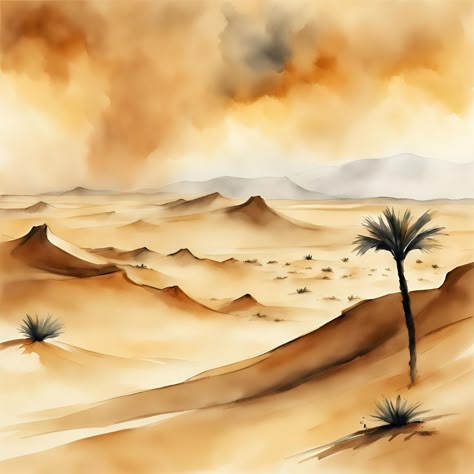 Lost in the vast expanse of the desert, where every grain of sand tells a story. https://prismplay.etsy.com #wallart #printables #digitaldownload #digitalart #natureinspired Desert Drawing, Desert Watercolor, Desert Illustration, Desert Landscape Art, Sand Drawing, Landscape Pencil Drawings, Inktober 2024, Arabian Art, Ancient Egypt Art