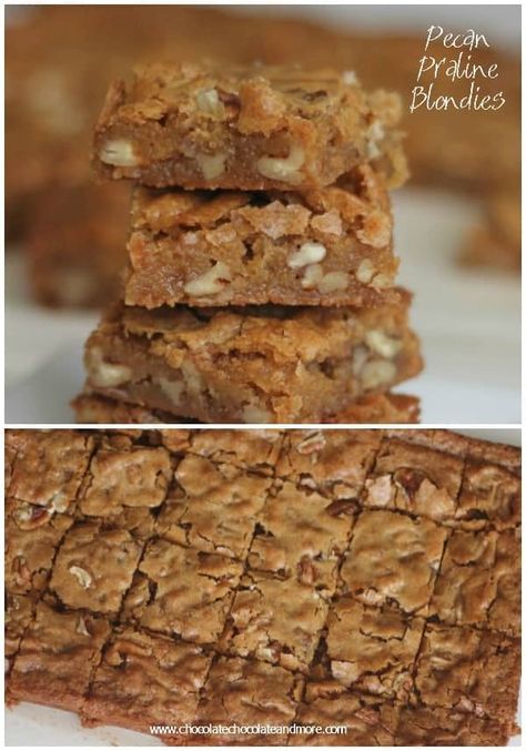 Pecan Praline Blondies - Chocolate Chocolate and More! Pecan Praline, Vanilla Caramel, Sweet Bar, Blondies Recipe, Dessert Bar Recipe, Cookie Brownie Bars, Pecan Pralines, Pecan Recipes, Sugar Eggs