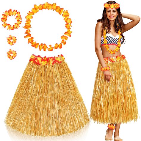 PRICES MAY VARY. 𝐇𝐚𝐰𝐚𝐢𝐢𝐚𝐧 𝐎𝐮𝐭𝐟𝐢𝐭𝐬 𝐟𝐨𝐫 𝐖𝐨𝐦𝐞𝐧 Hawaiian grass skirt set comes with 5pcs, includes 1x grass skirt, 1x flower headband, 1x hawaiian necklace lei, and 2x wristbands leis, perfect for your summer time ensemble. 𝐌𝐮𝐥𝐭𝐢𝐜𝐨𝐥𝐨𝐫 𝐌𝐚𝐭𝐜𝐡𝐢𝐧𝐠 The hawaiian skirt for women is straw color, when women rotates and dances and no doubt that this unique color matching luau outfits will catch all the eyes of guests. Tips: You can disrupt the order of the TWO colors s Hawaiian Skirt Outfit, Hawaiian Dance Outfit, Hawaiian Costume For Women, Luau Outfit Women, Hawaiian Skirts, Beach Costumes, Hawaiian Party Outfit, Flowers Costume, Hawaiian Grass Skirt