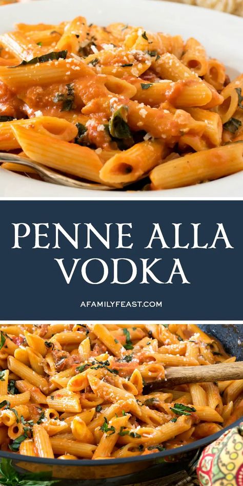 Penne Vodka, Classic Italian Pasta, Penne Alla Vodka, Pasta Penne, Pasta Italiana, Alla Vodka, Italian Pasta Dishes, Easy Pasta Dishes, Vodka Sauce