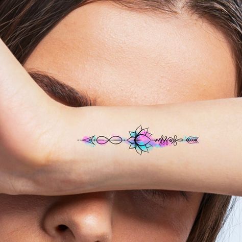 Tattoo Ideas On Arm, Lotus Flower Tattoo Ideas, Tattoo Infinity, Arrow Tattoos For Women, Heart Temporary Tattoos, Flower Tattoo Ideas, Dandelion Tattoo, Tasteful Tattoos, Infinity Tattoos