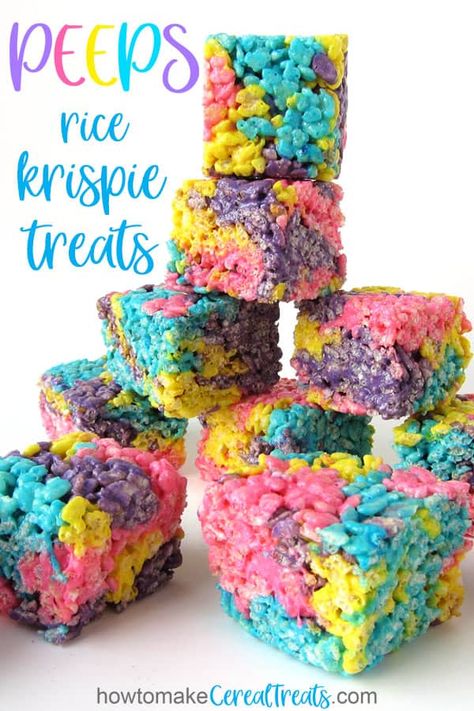 Easter Rice Crispy Treats, Peeps Dessert, Peeps Rice Krispie Treats, Peeps Treats, Peeps Recipes, Easter Rice Krispie Treats, Easter Deserts, Easter Snacks, Krispie Treats Recipe