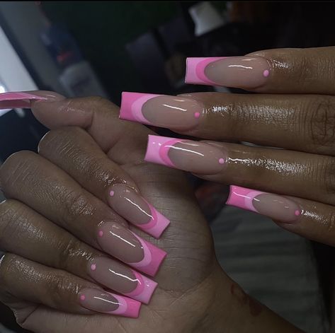 French Tip Pink Nails, French Tip Pink, Color French Tip, Nails Long Acrylic, Pink Tip Nails, Pink French Tip, 2022 Nails, Drip Nails, French Tip Acrylic Nails