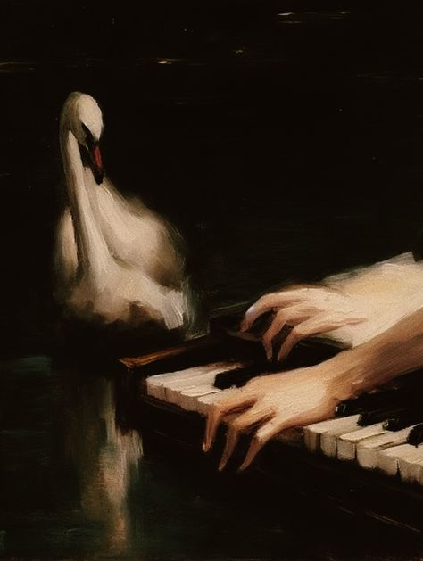 Surreal Painting, Swan Painting, Dark Swan, Swans Art, Baroque Painting, Moody Art, Rennaissance Art, Lake Painting, Swan Song