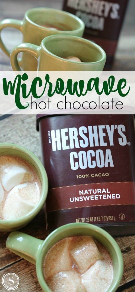 Microwave Hot Chocolate Recipe for a quick and easy Hot Drink Recipe! Microwave Hot Chocolate, Easy Holiday Drinks, Hot Drinks Recipes, Chocolate Recipes Easy, Hot Cocoa Recipe, Cocoa Recipes, Hot Chocolate Recipe, Homemade Hot Chocolate, Chocolate Recipe