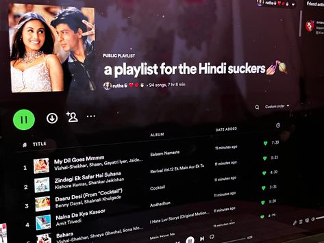 Names For Hindi Playlist, Bollywood Spotify Aesthetic, Indian Spotify Playlist Names, Old Bollywood Songs Playlist Names, Hindi Usernames For Instagram, Hindi Playlist Names Spotify, Hindi Spotify Playlist, Spotify Hindi Songs, Bollywood Spotify Playlist