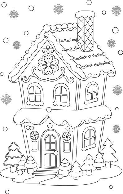 Thanksgiving Coloring Book, House Coloring Pages, Cute Halloween Coloring Pages, Gingerbread House Christmas, Christmas Activity Book, Christmas Coloring Sheets, House Colouring Pages, Christmas Arts And Crafts, Halloween Coloring Book