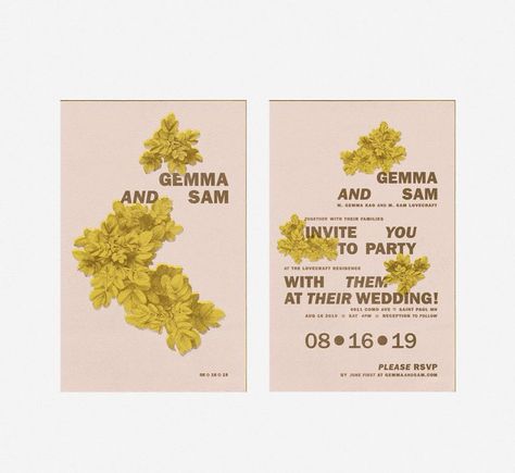 Riso wedding invite Riso Print Wedding Invitation, Riso Wedding Invitations, Untraditional Wedding, Menu Signage, Wedding Graphics, Riso Print, Printing Wedding Invitations, Supper Club, Printed Invitations