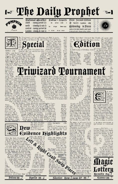 Harry Potter Props Harry Potter Newspaper, Newspaper Display, Poster Harry Potter, Harry Potter Scrapbook, Classe Harry Potter, Harry Potter Props, Imprimibles Harry Potter, Triwizard Tournament, Daily Prophet