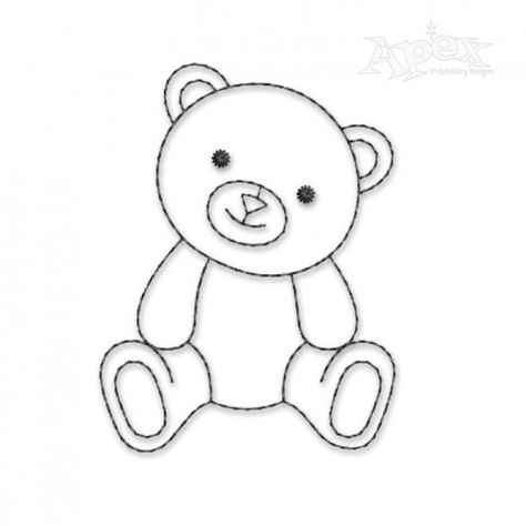 Cute Teddy Bear Runstitch Embroidery Design Teddy Bear Embroidery Patterns, Teddy Bear Applique Pattern Free, Teddy Bear Embroidery Design, Teddy Bear Drawing Easy, Bear Embroidery Pattern, Teddy Bear Outline, Teddy Drawing, Teddy Embroidery, Teddy Bear Embroidery