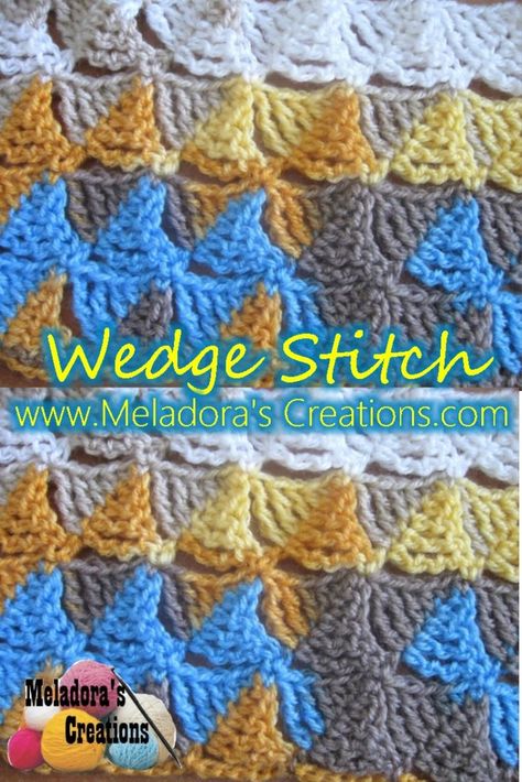 Wedge Stitch - Free Crochet Pattern - Meladora's Creations Left Handed Crochet, Different Crochet Stitches, Tunisian Crochet Stitches, Crochet Knit Stitches, Crochet Tips, Stitch Crochet, Crochet Tutorials, Crochet Stitches Tutorial, Crochet Instructions