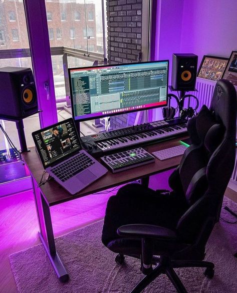 Home Recording Studio Setup, Recording Studio Setup, Producer Studio, Home Studio Ideas, Home Music Rooms, Music Recording Studio, Recording Studio Design, Recording Studio Home, Home Studio Setup