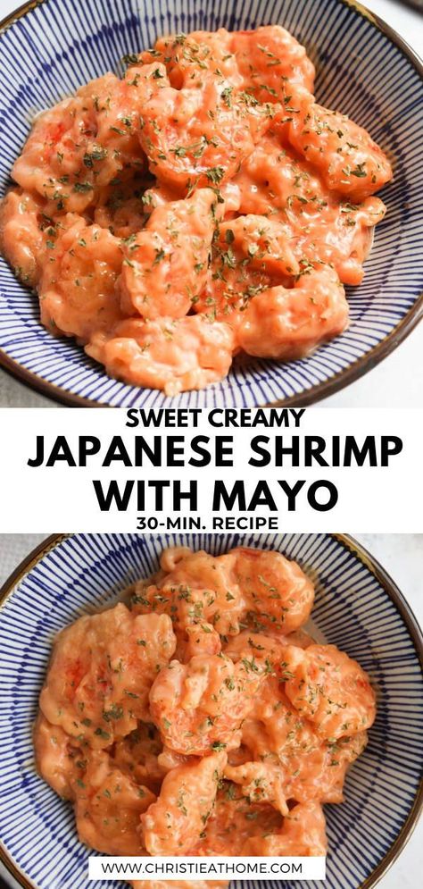 Japanese Ebi Mayo. Crispy fried shrimp tossed in a sweet tangy mayo sauce. A delicious, creamy and crispy shrimp dish that is easy to make at home. Perfect as a main for dinner or lunch with some steamed rice. Ready in just 30 minutes and I will be teaching you how to make ebi mayo step by step! #shrimp mayo recipes, shrimp seasoning recipes, recipes using cooked shrimp, shrimp dishes, #japanese shrimp, japanese food, japanese shrimp, shrimp recipes with mayo Mayo Shrimp Recipes, Mayo Shrimp Chinese, Shrimp Mayo Recipes, Japanese Prawn Recipe, Asian Fried Shrimp Recipes, Miso Shrimp Recipes, Japanese Shrimp Recipe, Shrimp Seasoning Recipes, Recipes Using Cooked Shrimp