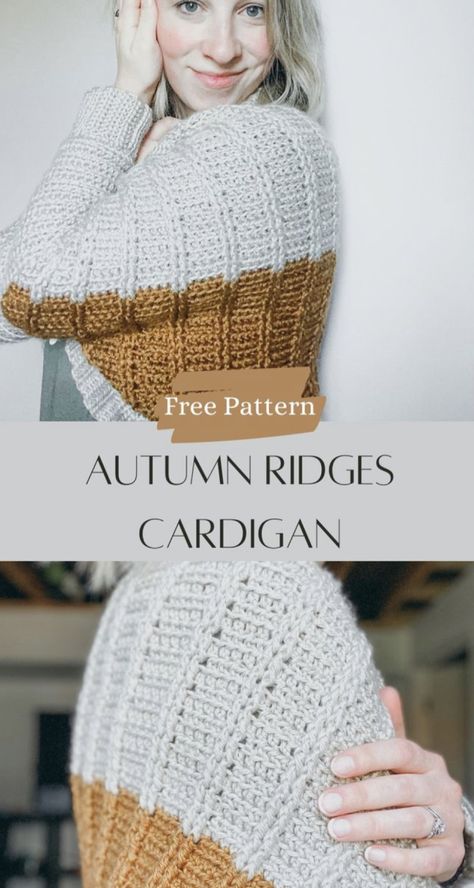 Autumn Ridges Cardigan Free Crochet Pattern Sport Weight Crochet Cardigan, Modern Crochet Sweaters & Cardigans, Round Cardigan Crochet Pattern, Crochet Cable Cardigan Pattern Free, Crochet Sweater Design, Crochet Sweater Dress, Crochet Cardigans, 10 October, Crochet Sweater Pattern Free