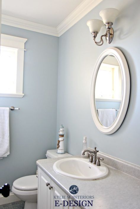 Bathroom Paint Colors Benjamin Moore, Bathroom Paint Colors Blue, Bathroom Paint Colors Behr, Blue Bathroom Paint, Best Blue Paint Colors, Light Blue Bathroom, Best Interior Paint, Light Blue Paints, Blue Gray Paint