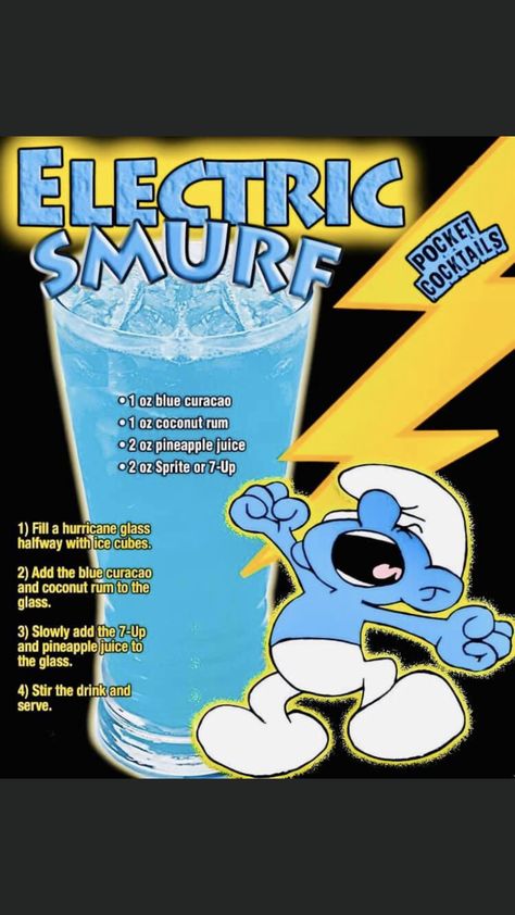 Smurf Drink, Alcholic Drinks, Liquor Recipes, Cocktail Drinks Alcoholic, Party Drinks Alcohol, Yummy Alcoholic Drinks, Mixed Drinks Alcohol, Liquor Drinks, Rum Drinks