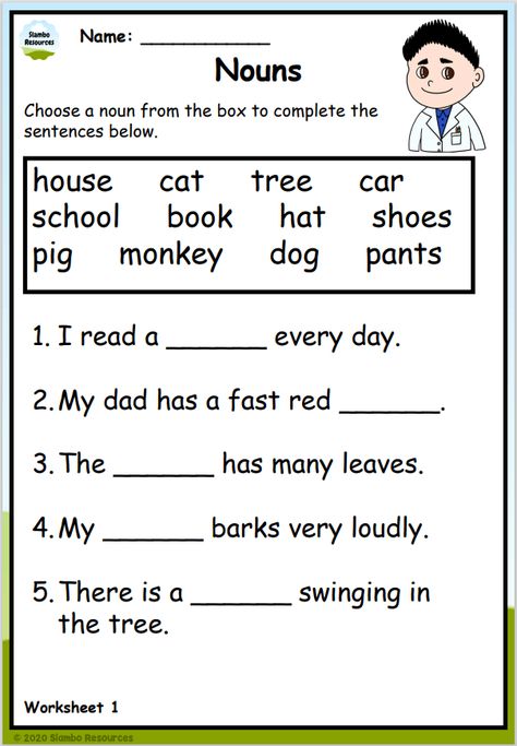 Proper Nouns Worksheet, Worksheets For Grade 1, Spelling Homework, English Worksheets For Kindergarten, Sight Words Printables, Grammar For Kids, Nouns Worksheet, Nouns And Adjectives, Sight Words List