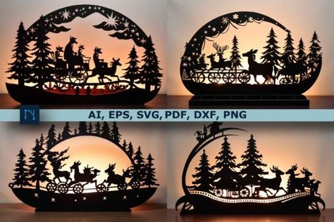 Christmas Scene Svg Free, Christmas Engraving Ideas, Laser Cut Christmas Ideas, Christmas Laser Cut Ideas, Lazer Engraver Ideas, Laser Cut Christmas Decorations, Lazer Engraver, Free Laser Cut Files, Laser Cut Templates