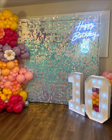 Peace out single digits! Had a blast making this dream come true! #balloon #balloons #balloondecor #event #eventdecor #balloonartist #celebrating10 #peaceouttheme #party #explore #shimmerwall #groovy Peace Out Single Digits Im 10 Party, Peace Out Single Digits Im 10, 10 Yr Birthday Party Ideas, Peace Out Single Digits Party, Peace Out Single Digits, Annie Mae, Preppy Birthday, Retro Preppy, Balloon Artist