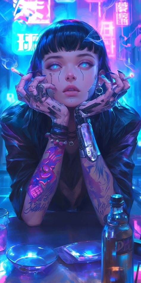 Created with Midjourney Ai #Character #Fantasy #Anime #cartoon #cyberpunk #sci-fi Cyberpunk Art Style, Cyberpunk Anime Character, Cyberpunk Woman Art, Cyberpunk Fantasy Art, Cyberpunk Art Illustration, Cyberpunk Art Girl, Anime Sci Fi, Sci Fi Illustration, Cyberpunk Girl Art