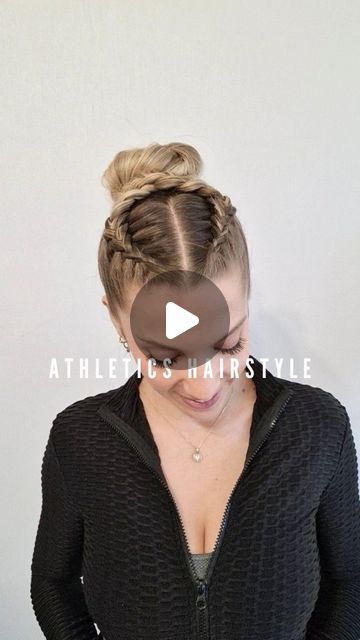 Poppy ✨️♏️ on Instagram: "SPORTY HAIR pt7🏅Comment the next sport 🫶 Thanks for your ideas I really appreciate🙏

.

.

#athletics #braidedhair #braidedhairstyles #sporthairstyle #gymgirl #coiffure #hair #hairstyle #hairstylevideo #hairstyletutorial #summerhairstyles #summerhair #dutchbraid #updo #sportygirl #hairhack #gymhairstyle #gymhair #updohairstyles #sport #updohair" Hairstyle For Sports Girl, Really Easy Hairstyles, Competition Hairstyles, Sporty Hair, Competition Hair, Gym Hairstyles, Bun Updo, Hairstyle Tutorials, Workout Hairstyles