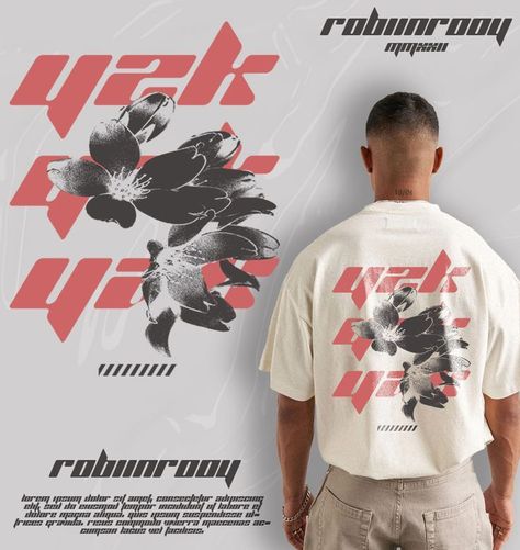 Streetwear Clothing Design, Model Y2k, Mockup Camisa, Design For Clothing, Vintage Tshirt Design, Streetwear Model, Kpop Shirts, Retro Graphic Design, Y2k Design