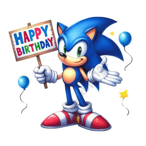 Sonic Cake Topper Free Printable, Sonic Happy Birthday Banner, Cute Sonic Art, Sonic 6th Birthday, Sonic The Hedgehog Birthday Party Decor, Sonic Happy Birthday, Sonic Clipart, Sonic Png, Sonic The Hedgehog Birthday Party