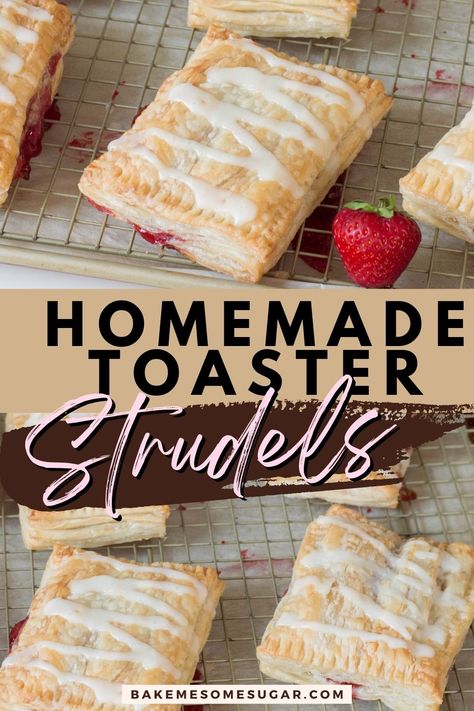 Crescent Roll Toaster Strudel, Toaster Strudel Recipe Puff Pastry, Strawberry Strudel Puff Pastries, Strawberry Cream Cheese Strudel, Puff Pastry Toaster Strudel, Strawberry Cream Cheese Toaster Strudel, Home Made Toaster Strudel, Strawberry And Cream Puff Pastry, Puff Pastry Fruit Recipes