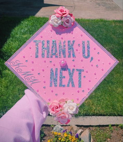 Thank U Next Graduation Cap, Thank You Next Graduation Cap, Graduation Cap Designs Ariana Grande, Karol G Graduation Cap, Clueless Graduation Cap, Dance Graduation Cap, Ariana Grande Graduation Cap, Sanrio Graduation Cap, Aesthetic Graduation Caps