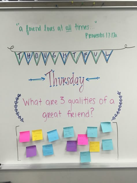 Thoughtful Thursday // morning message Whiteboard Morning Meetings, Whiteboard Messages Thursday, Daily Board Ideas, Thursday Board Message, Thursday White Board Message, White Board Morning Message, Think About It Thursday Questions, White Board Question Of The Day, Thursday Board Prompt