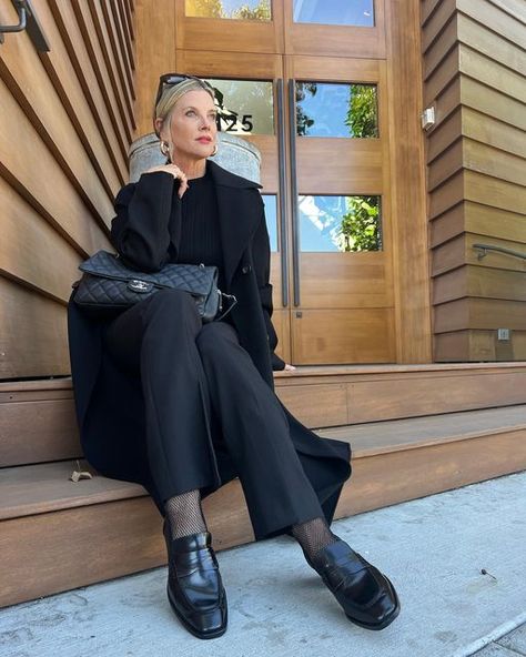 Janet Gunn on Instagram: "Loafers for women are more than timeless; there is a nostalgia for a youthful strut that will never fade away. Meet “RADA” from Aquatalia, my new shoe crush made in Italy. These weatherproof luxury loafers are the perfect combo of quality and comfort. I’ve styled them 2 ways, A pair of dress pants in an all-black ensemble head to toe for that super sleek fashion vibe, my go-to jeans, and a blazer for the everyday contemporary yet classic feel. Any day, Anywhere, Anyt Loafers And Black Pants, Luxury Loafers, Sleek Fashion, Loafers For Women, New Shoes, Dress Pants, The Struts, All Black, Black Pants