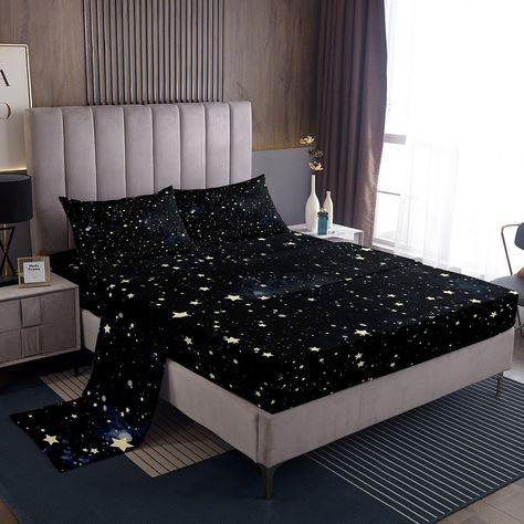 Dreamy Bedding, Dreamy Bed, Designer Bedding Sets, Luxury Sheets, Glitter Stars, Bed Sheet Sets, Decorate Your Room, Queen Size Bedding, Bed Decor