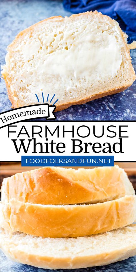 Fluffy White Bread Machine Recipe, Loaf Bread Recipe, Farmhouse Bread, Homemade White Bread, White Bread Recipe, Homemade Bread Recipes Easy, Homemade Bread Easy, Braided Bread, Yeast Bread Recipes