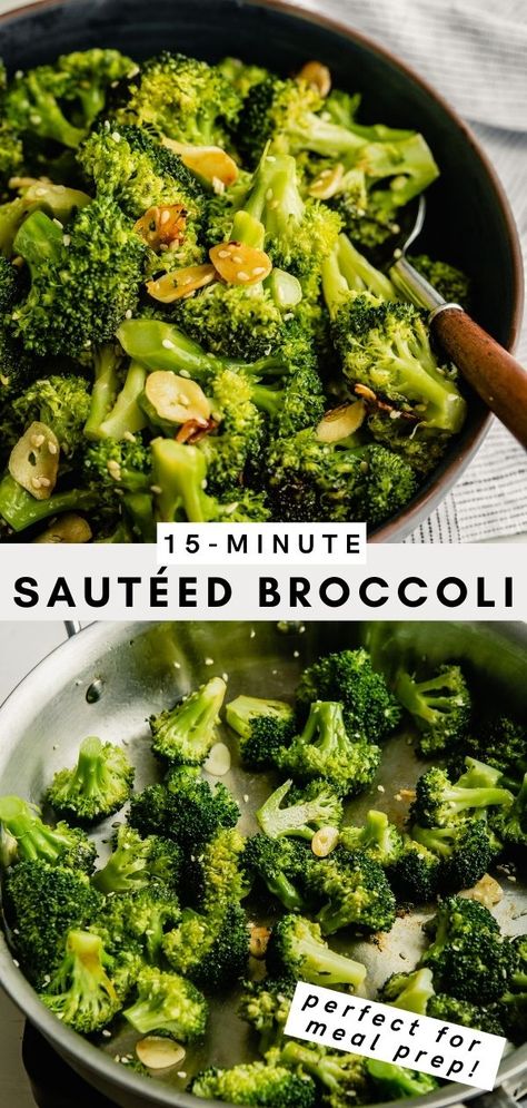 Make perfect sautéed broccoli every time with this one-pan garlicky sautéed broccoli recipe that requires just 4 ingredients and 15 minutes! The key lies in the two-part cooking process that starts with steaming the broccoli in the pan, and ends with sautéeing the broccoli in oil with sliced garlic. Perfect everytime! Best Seasoned Broccoli, Steamed Garlic Broccoli, Steamed Brocolli Seasoning, Sauteed Broccoli With Garlic, Brocoli Garlic Recipe, Raw Brocolli Recipes, Cook Fresh Broccoli On Stove, Pan Sauteed Broccoli, Pan Cooked Broccoli