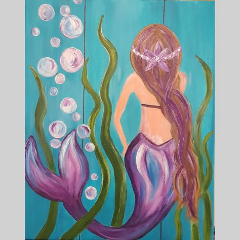 Mermaid Paint-Night Event Gator's Shack Loxahatchee Mermaid Art Painting, Shack Restaurant, Mermaid Canvas, Mermaid Painting, Mermaid Pictures, Painted Gourds, Paint Night, Small Canvas Art, Beautiful Painting