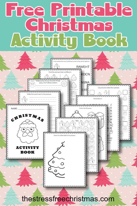 Get a free printable Christmas activity book. It's a fun winter activity for kids during the holiday season. It includes a Christmas word search, Christmas coloring page, and more Christmas activity pages. Christmas Activities Printables Free, Christmas Activity Book Printable, Christmas Activity Printables Free, Christmas Activity Pages For Kids, Christmas Coloring Books Free Printable, Christmas Activities For Kids Printable Free, Christmas Printables Free Kids Coloring, Christmas Kids Activities Printable, Christmas Free Printables For Kids