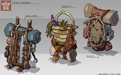 Backpack Drawing, Props Concept, Props Art, Fantasy Props, Arte Cyberpunk, D&d Dungeons And Dragons, Game Concept Art, Prop Design, Larp