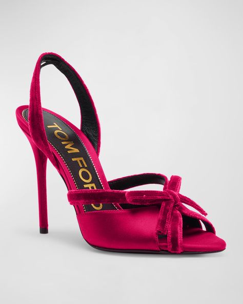 Tom Ford Heels, Sandals With Bow, Official Shoes, Velvet Sandals, Rose Shoes, Red Sandals, Strap Sandals Women, Cute Heels, Shoe Boot Sandals