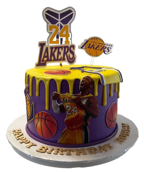 Lakers Theme Birthday Party, Kobe Birthday Cake, Kobe Bryant Cake Ideas, Kobe Birthday Theme, Kobe Bryant Birthday Cake, Kobe Year Cake, Kobe Bryant Birthday Theme, Kobe Year Birthday Ideas, Lakers Themed Cake