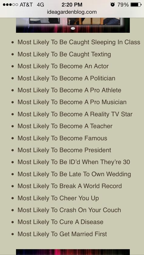 Senior Superlatives ideas. Getting tired of the ones we currently have. They're boring and unoriginal. Yearbook Superlatives, Senior Superlatives, Fun Sleepover Games, Sleepover Party Games, Yearbook Class, Yearbook Staff, Yearbook Layouts, Yearbook Pages, Yearbook Covers