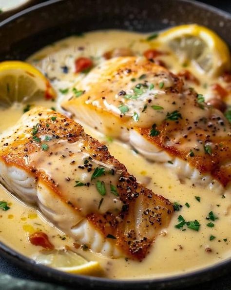 Puget Sound Lingcod Fishing group | Ocean's Delight: Crisp Fish Fillets in Luscious Cream 🐟😋 Lingcod Recipe, Cod Fish Recipes, Seafood Dish Recipes, Fish Recipes Baked, Fish Fillets, Cod Fish, White Fish, Cooking For Two, Christmas Cooking